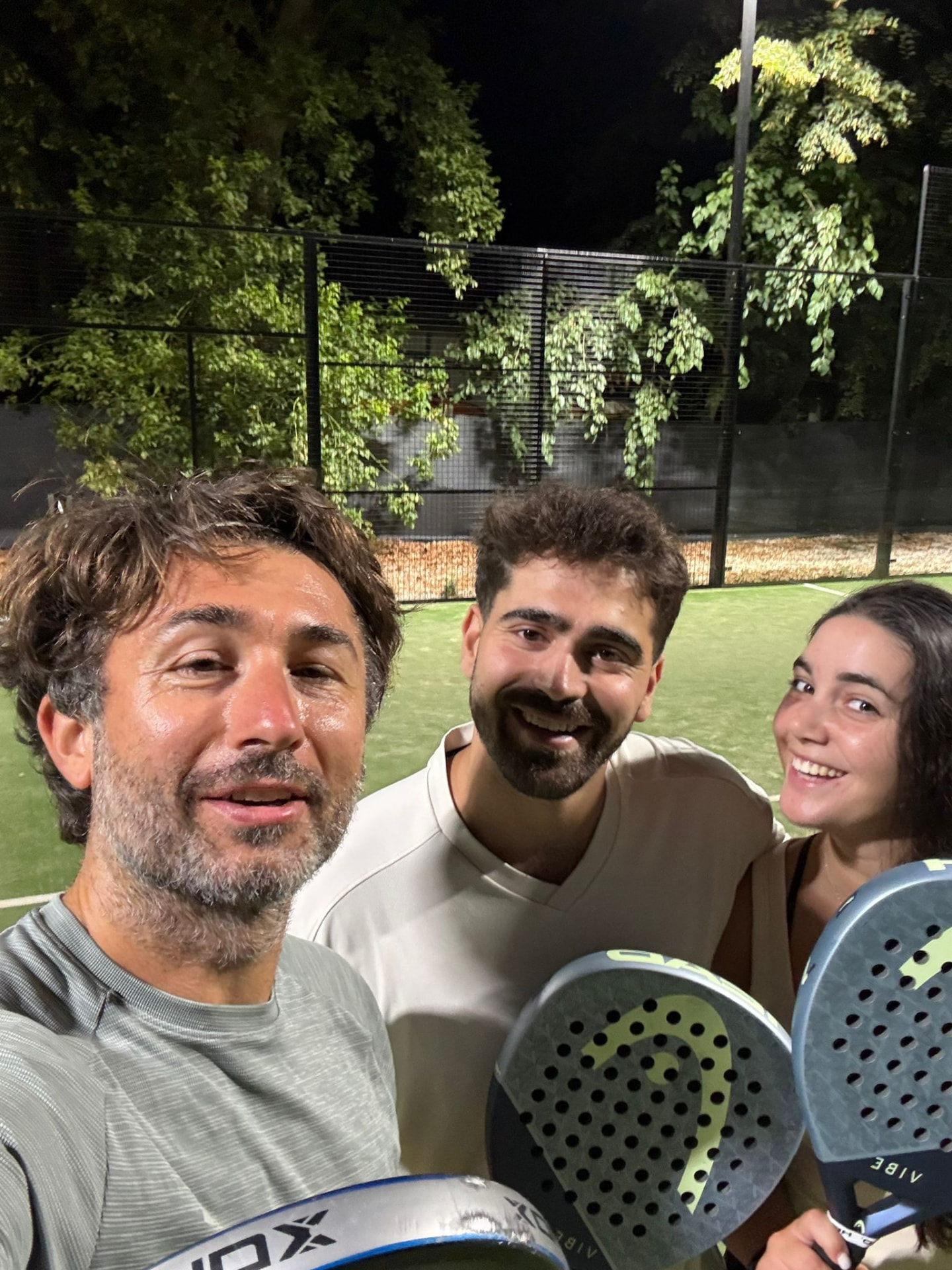 Engin Bali with Tom and Tevel after a padel lesson in Budapest