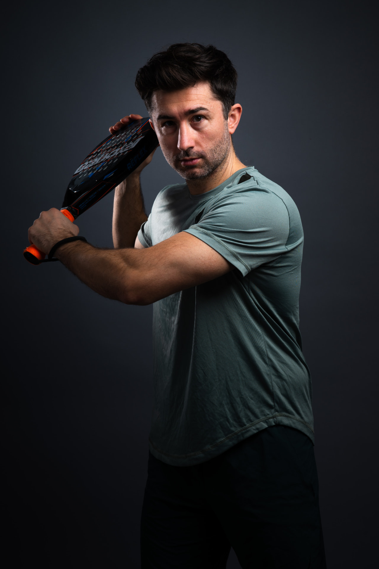 Engin Bali in ready position with a padel racket
